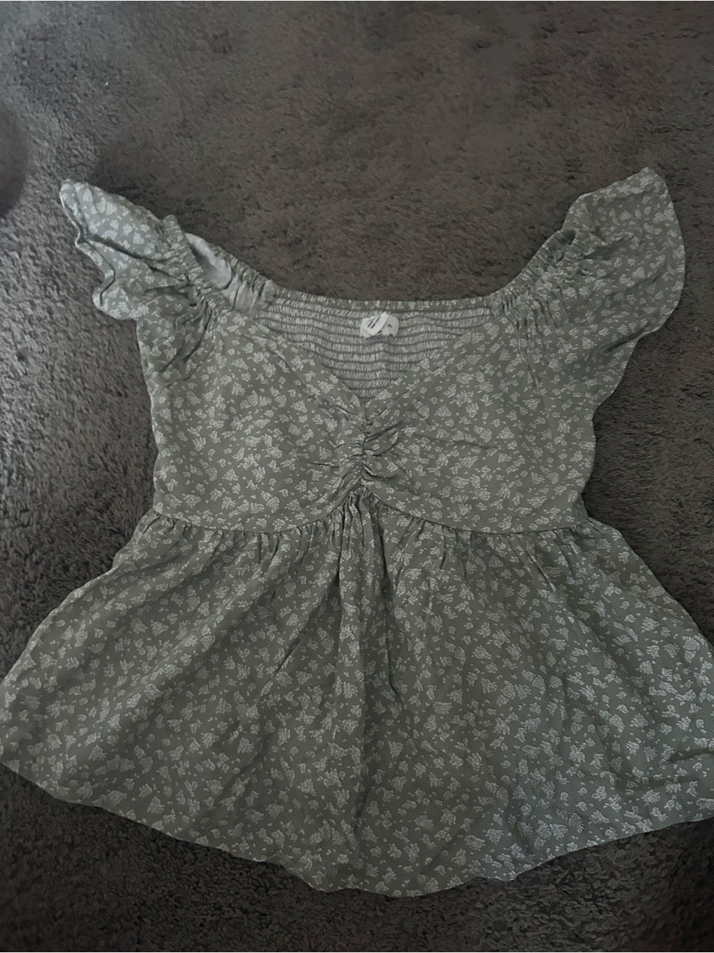 Marshalls Sage Green Floral Peplum Ruffle Top